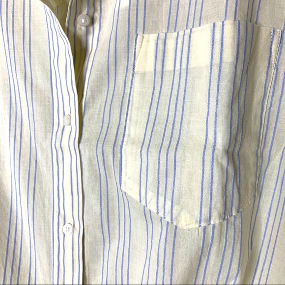 NWT Madewell Blue & Cream Tie Waist Shirt 2XL - Picture 3 of 6